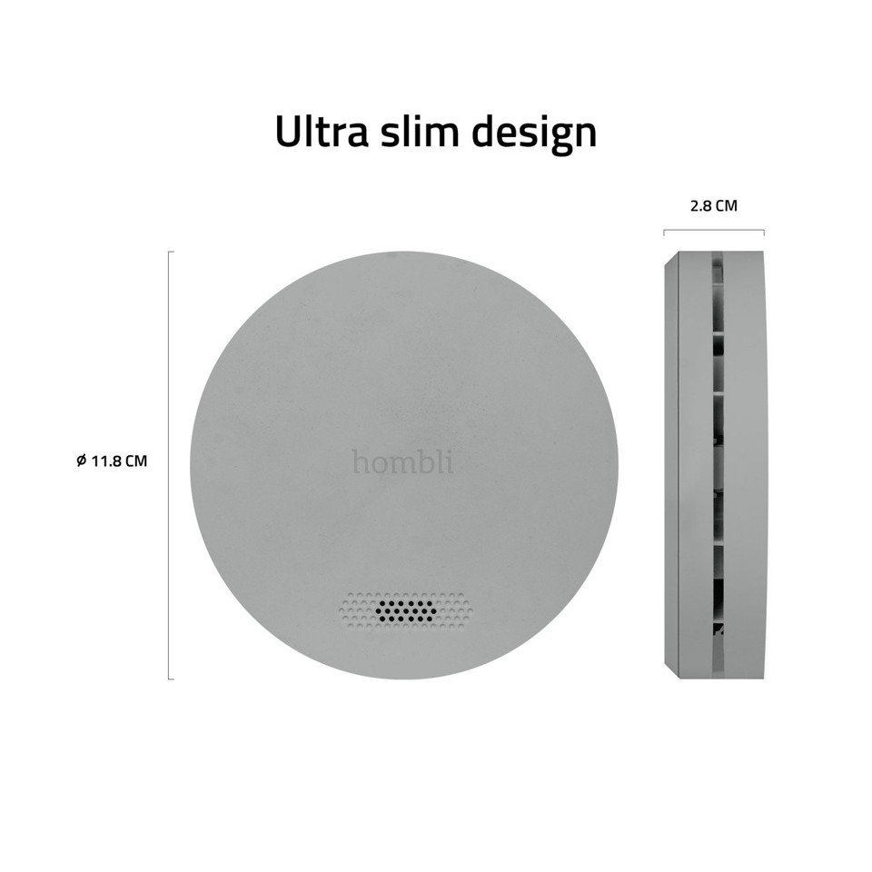 Hombli - Smart Røgdetektor Grå - Bundle 2+1 Value Offer