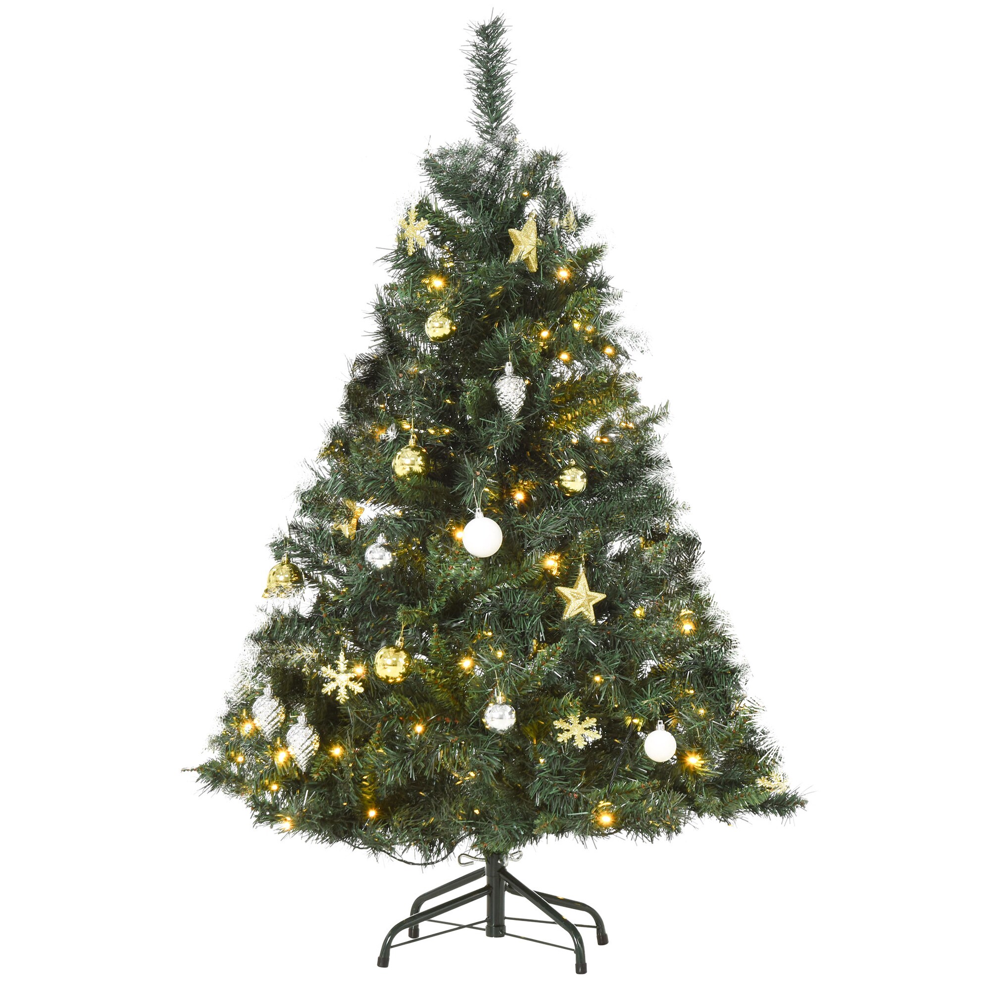 HOMCOM Künstlicher Weihnachtsbaum mit 80 LEDs grün 75 x 120 cm (ØxH)