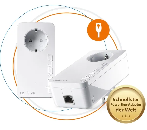 devolo Magic 2 LAN - Starter Kit - bro - - 1GbE, HomeGrid - kan sluttes til vægstik (pakke med 2)
