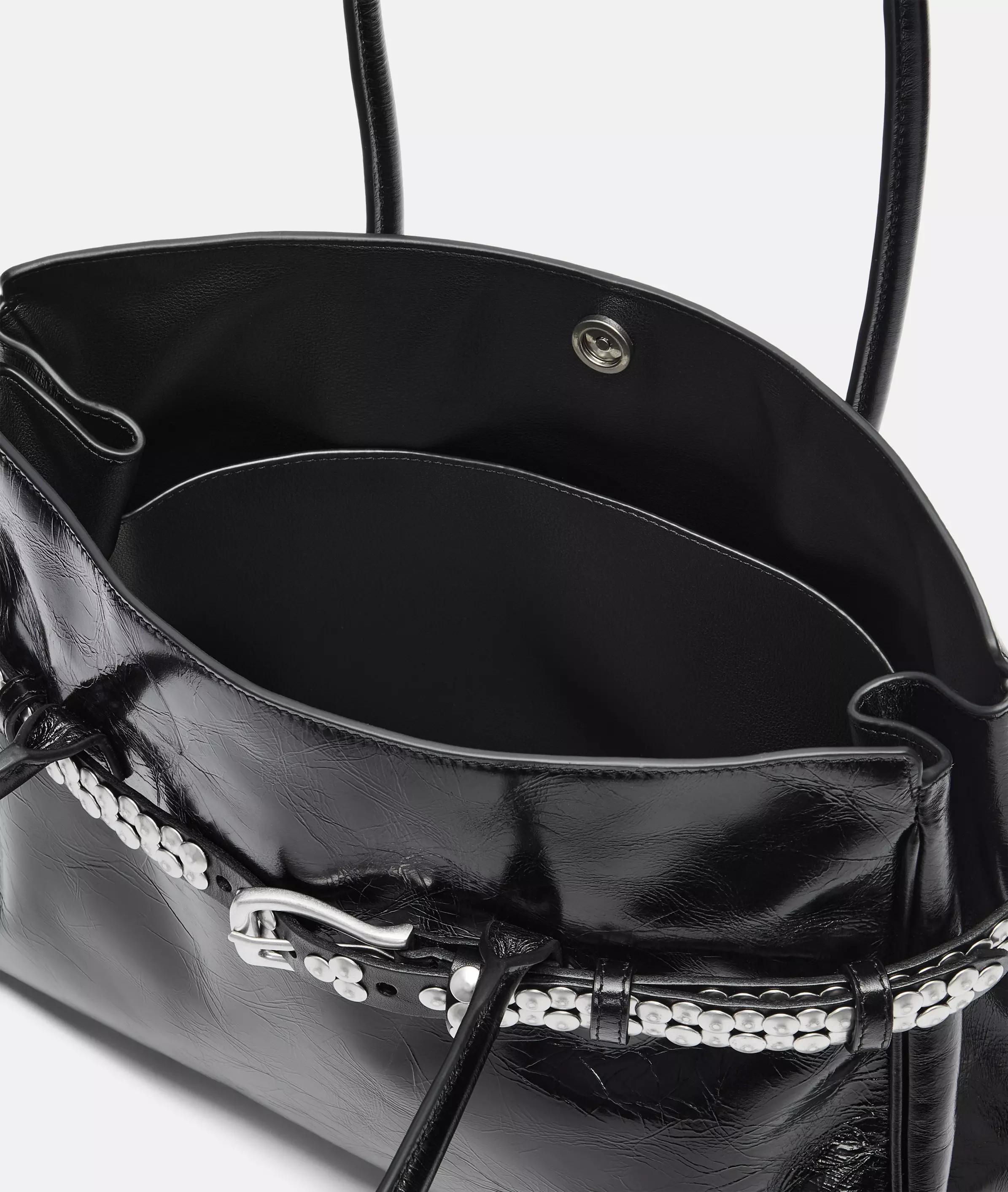 Nori Satchel L Large cowhide leather bag with glossy finish