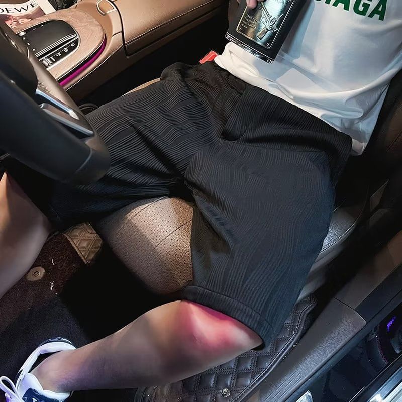 Craltuxe - Effen getextureerde shorts met trekkoord in de taille