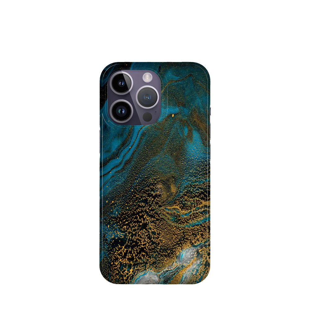 iPhone 14 Pro Kunststoff Hülle Ozeangold - Blau