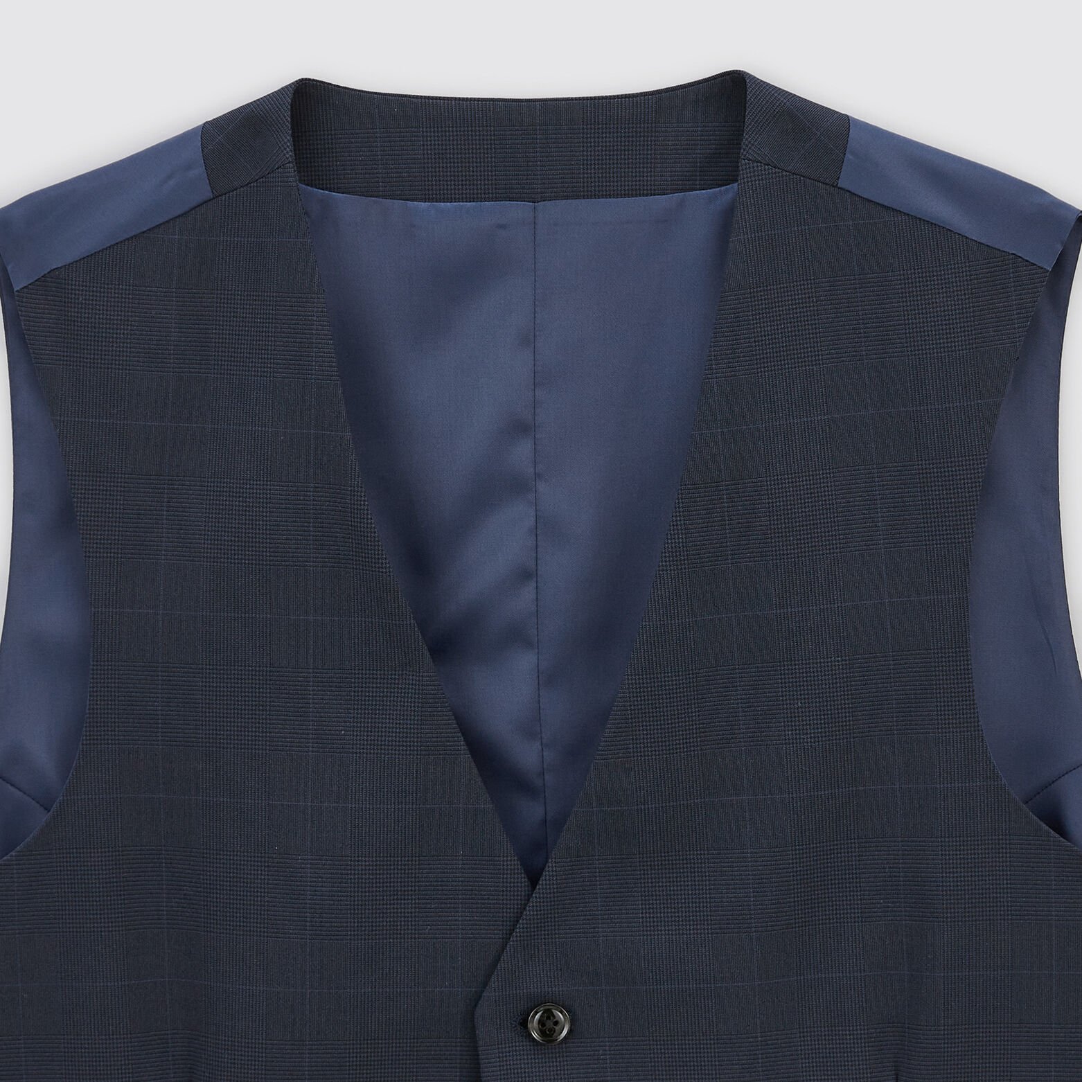 Gilet de costume slim à carreaux Bleu