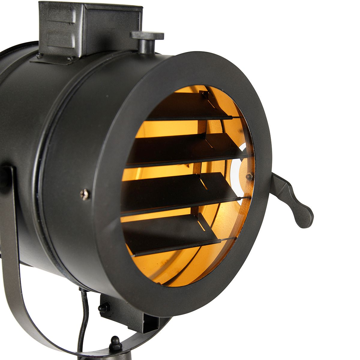 Tripod vloerlamp zwart met hout studiospot - Radient