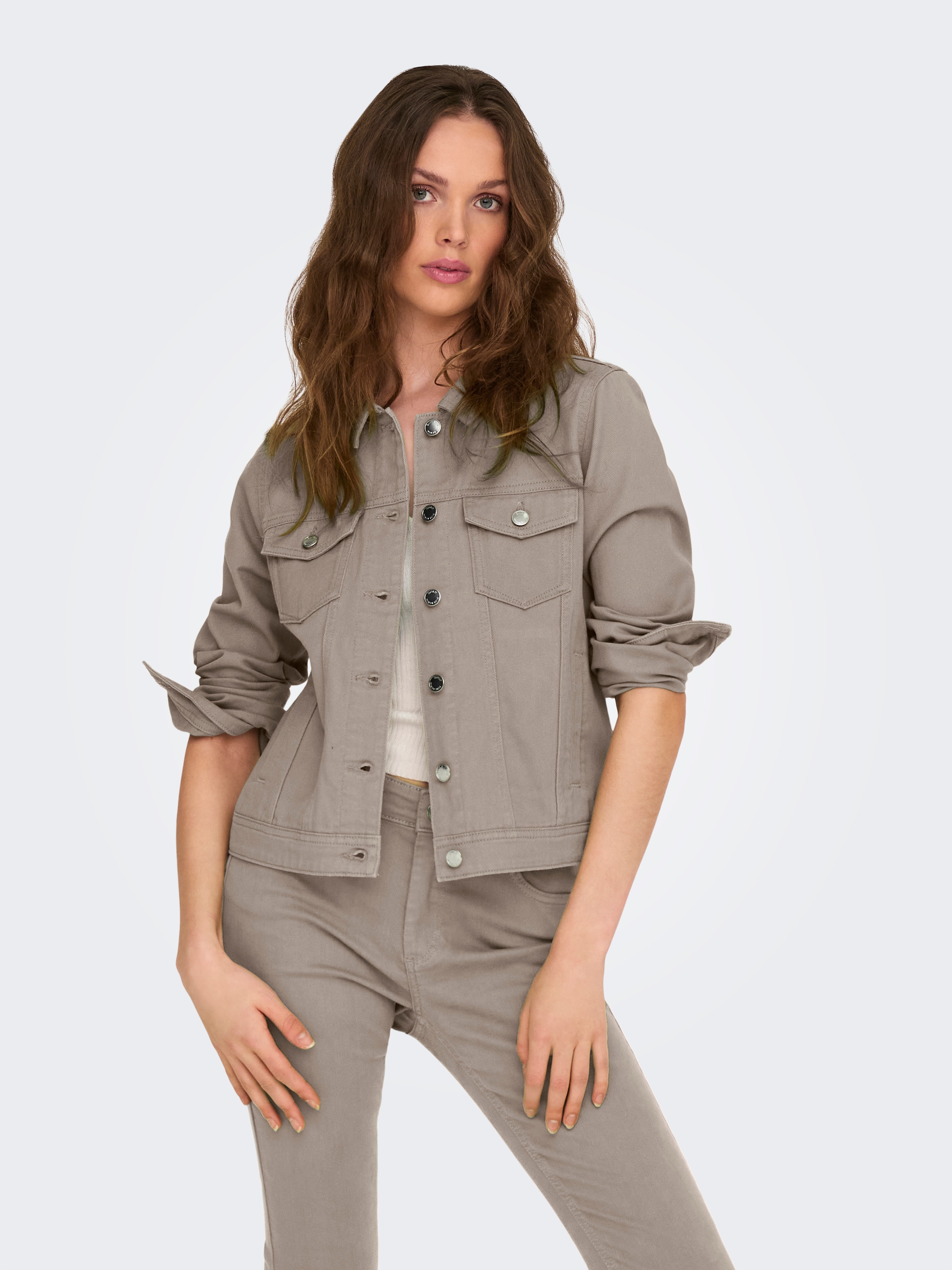ONLY Jeansjacke »ONLTIA L/S COLORED JACKET PNT RP« mit durchgehender Knopfleiste