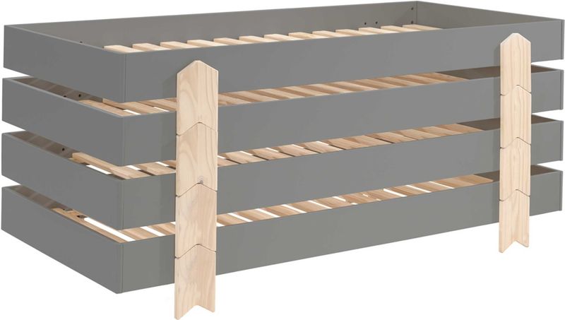 Vipack - Modulo Arrow - Eenpersoonsbed - Grijs - Stapelbaar - 90x200