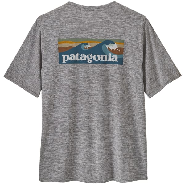 T-shirt randonnée PATAGONIA M'S CAP COOL DAILY GRAPHIC SHIRT WATERS BOARDSHORT LOGO ABALONE BLUE: FEATHER GREY