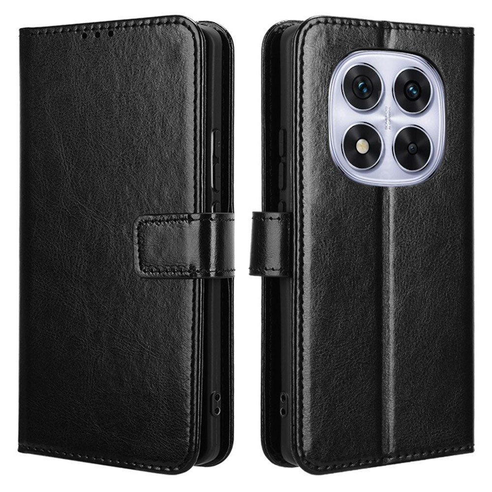 Xiaomi Redmi Note 14 Pro / Note 14 Pro  Plus / Poco X7 Leder Tasche Flip Cover mit Kartenfächer - Schwarz (Glanz)