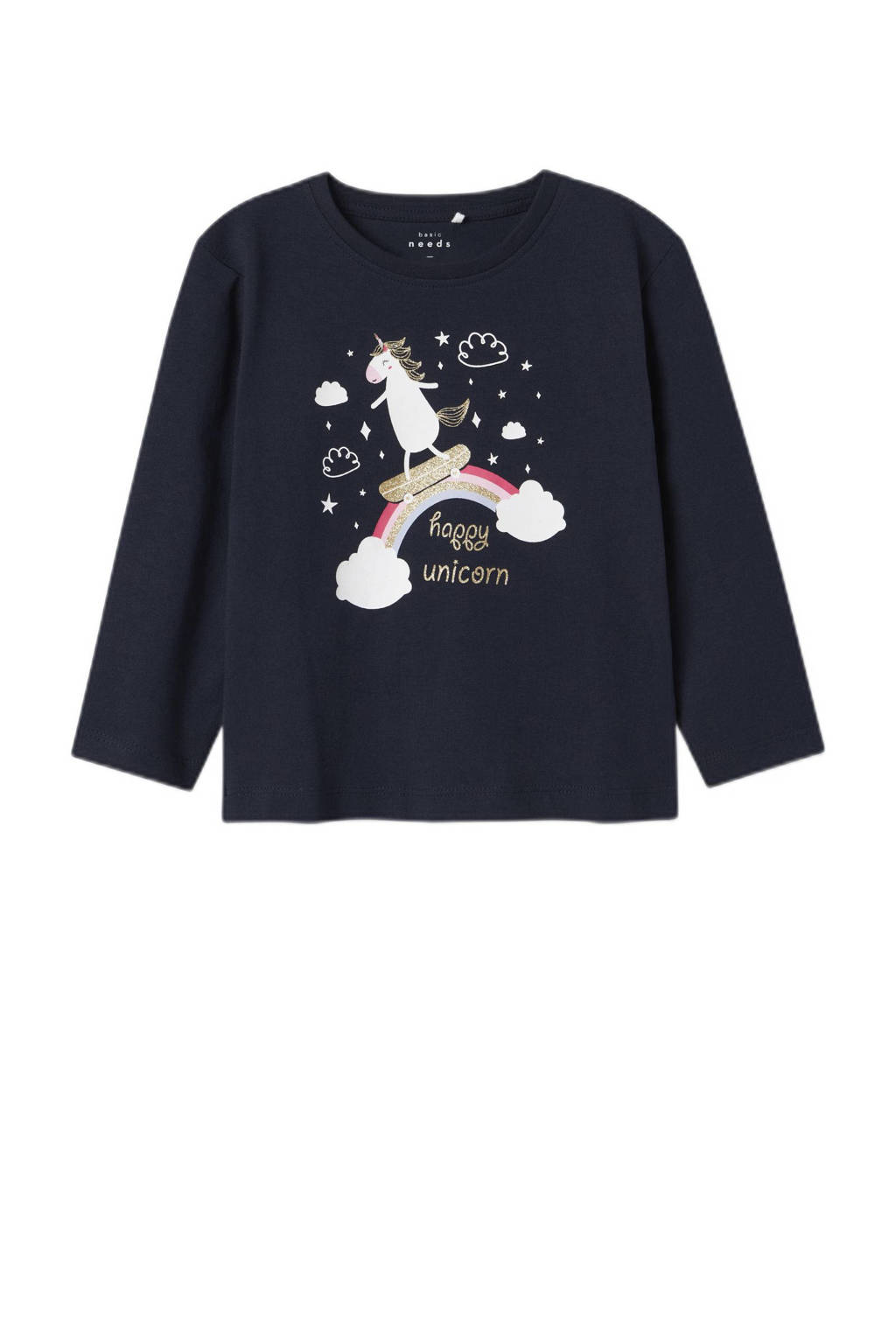 NAME IT longsleeve NMFVEEN - set van 2 donkerblauw/lila