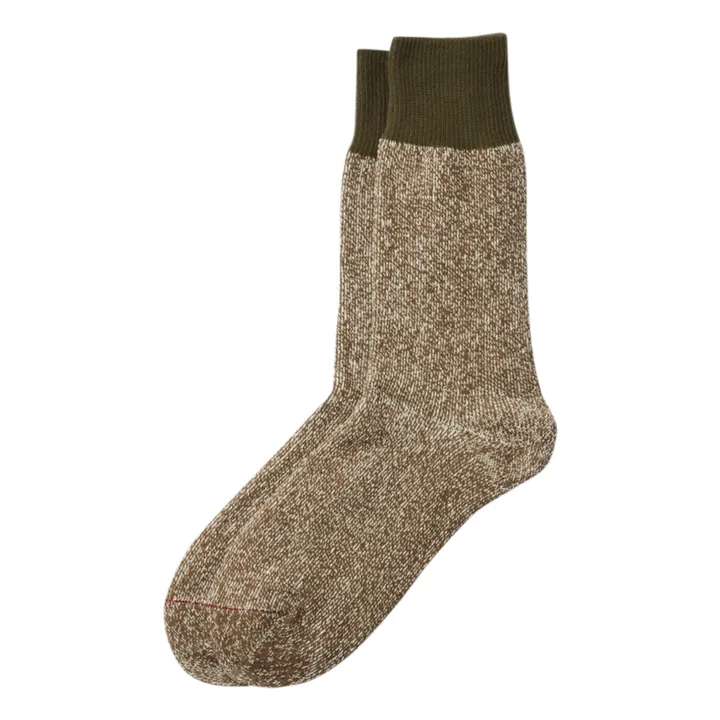 RoToTo Chaussettes Double Face Soie et Coton | Vert kaki