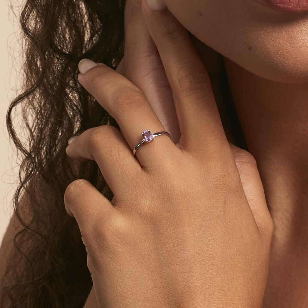 Bague Lily Or Blanc Amethyste