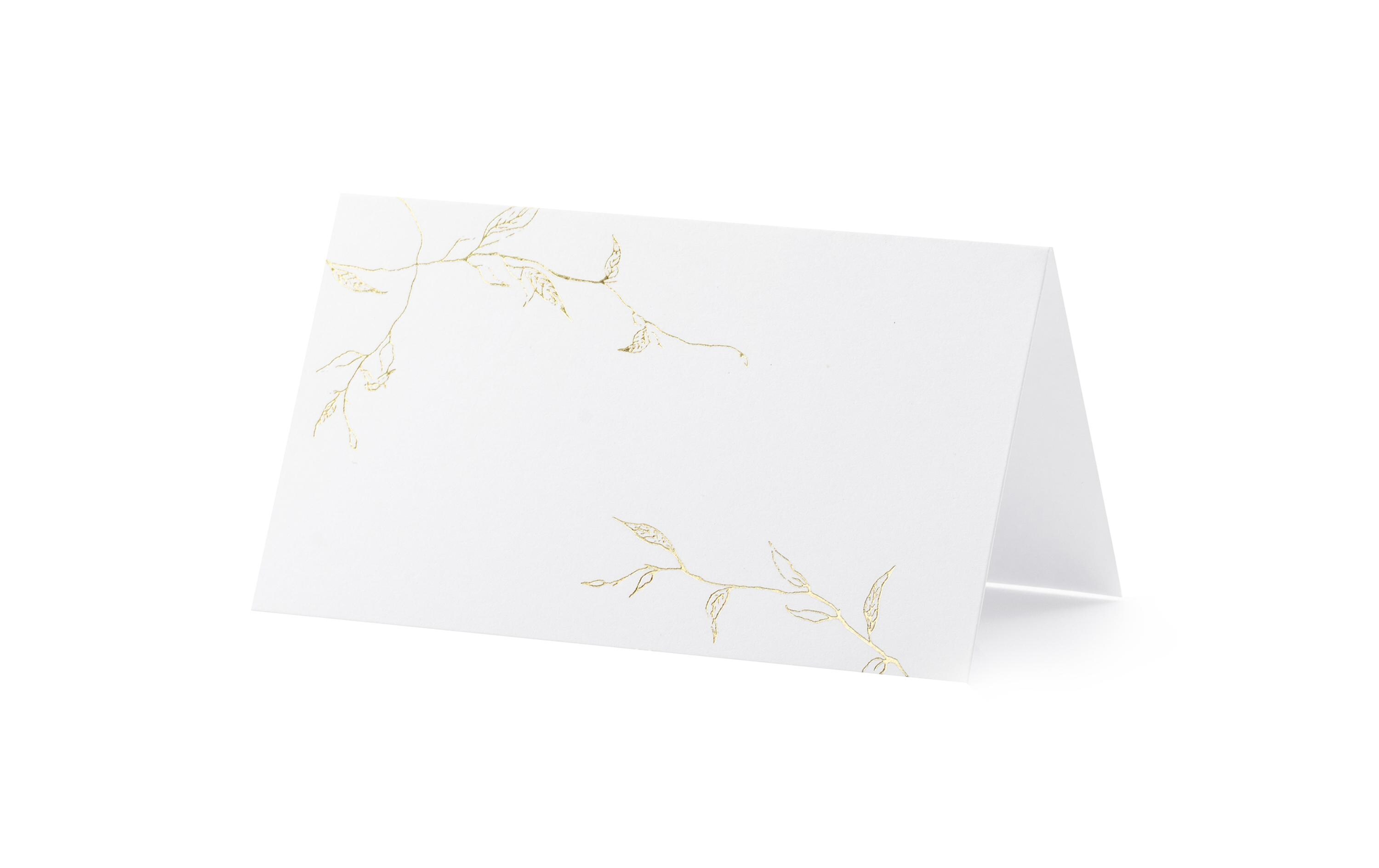 Tischkarte Zweige 9.5 x 5.5 cm, 10 Stück, Weiss/GoldPlatzkarte für den gedeckten Tisch an der Hochzeit und Festen wie Geburtstagspartys oder Silvester