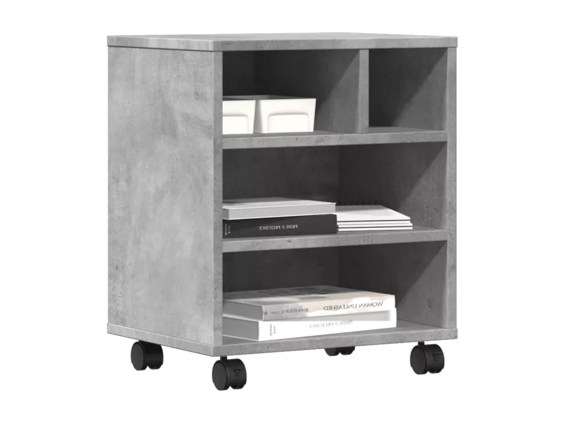 Support d'imprimante avec roulettes gris béton 41x32x48 cm