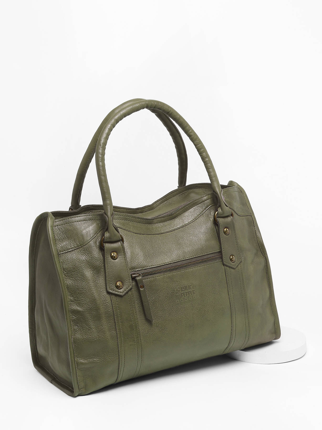 Sac ShoppingCow cuir BASILIC PEPPER