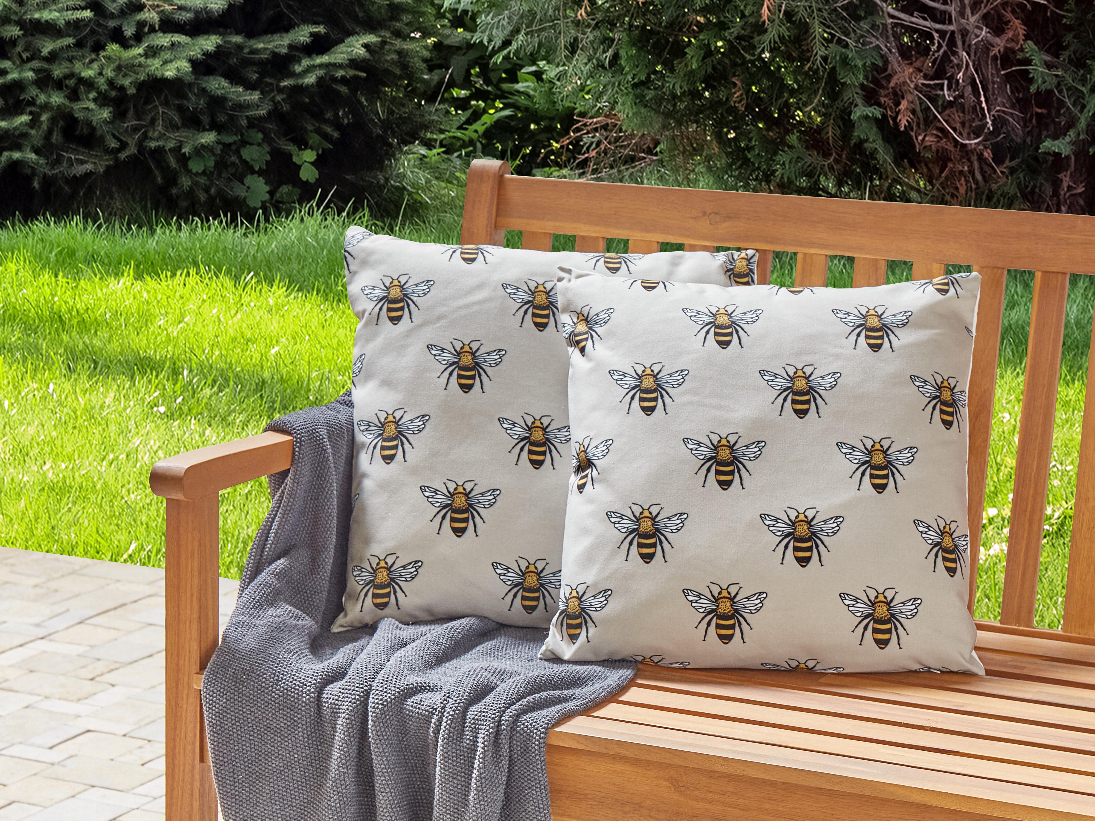 Set van 2 tuinkussens CANNETO dierenprint 45 x 45 cm Beige
