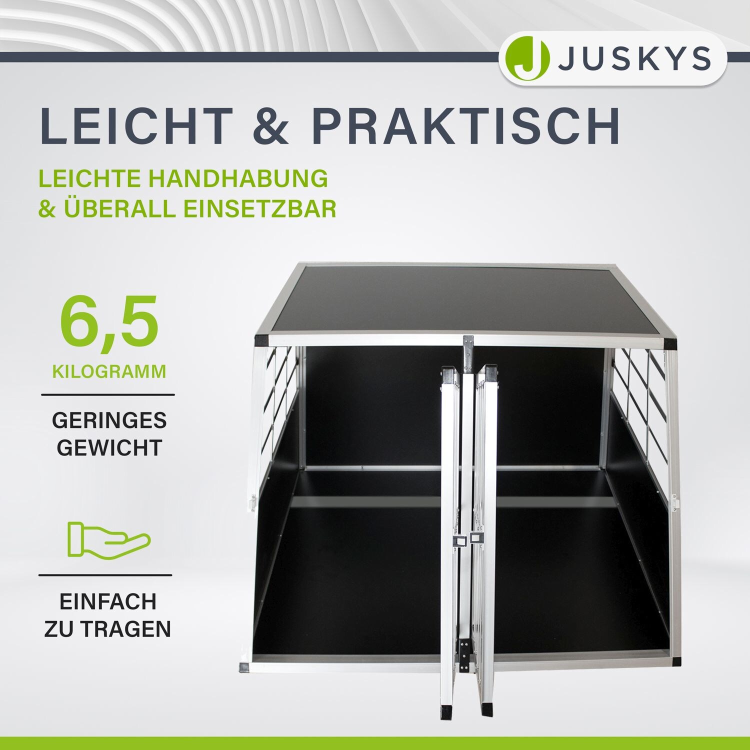 Juskys Alu Hundetransportbox XL - 96×91×70 cm verschließbar & pflegeleicht - Hundebox für Hunde