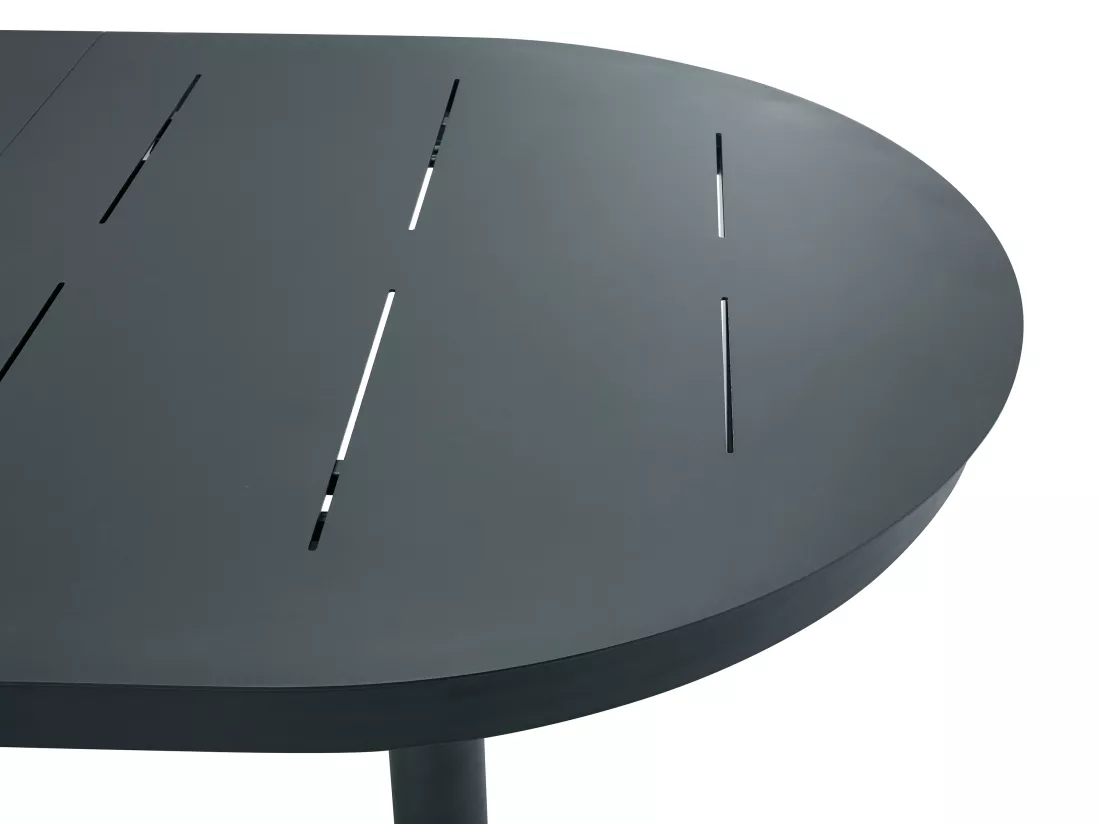 Salle à manger de jardin en aluminium : table extensible L.170/240 cm et 6 fauteuils empilables - Anthracite - LOTTYS de MYLIA