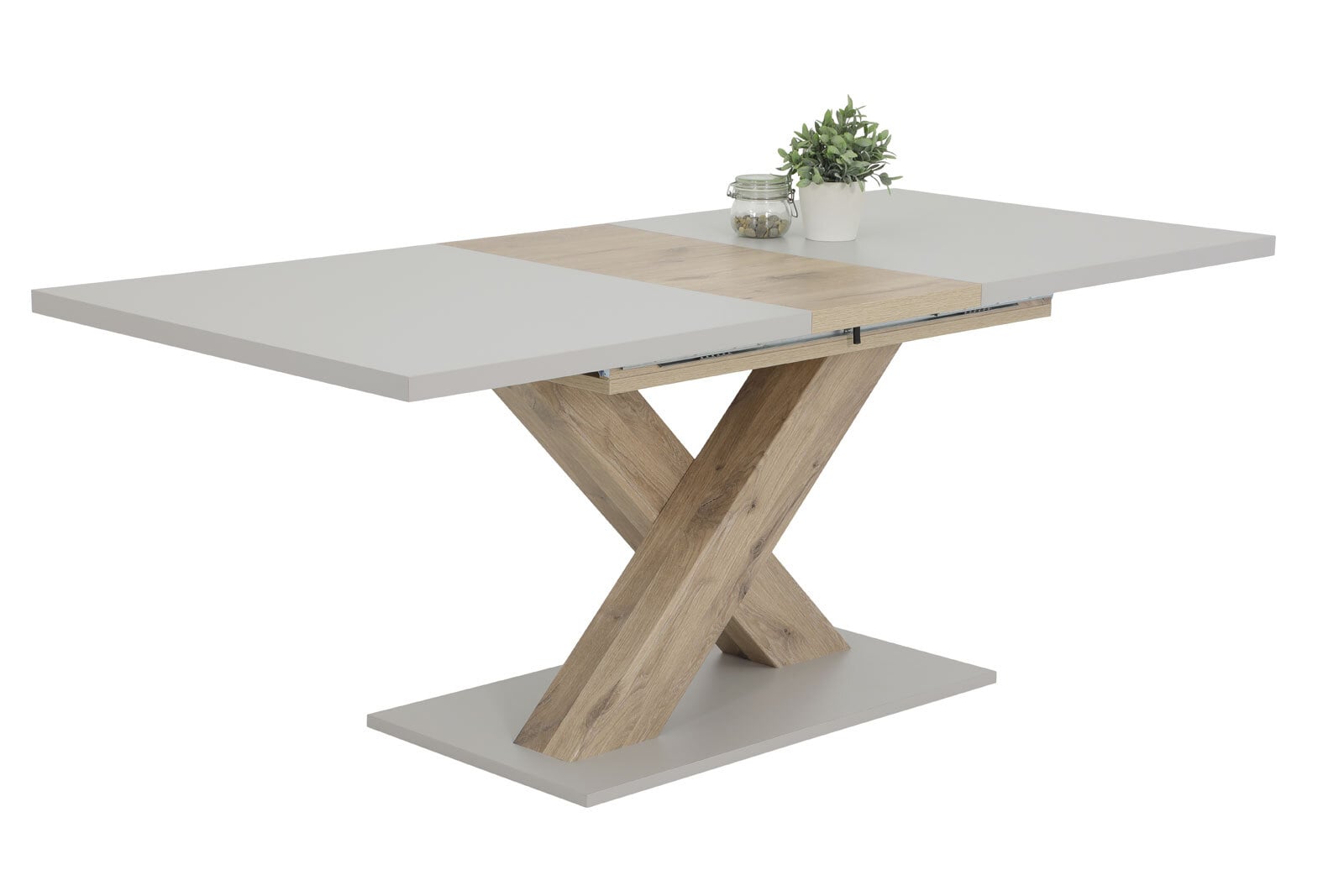 Tisch Xena Hellgrau/Viking Oak-Optik 160(200)/76/90 cm