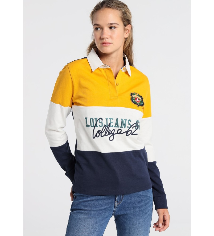Lois Polo azul marinho, branco, amarelo