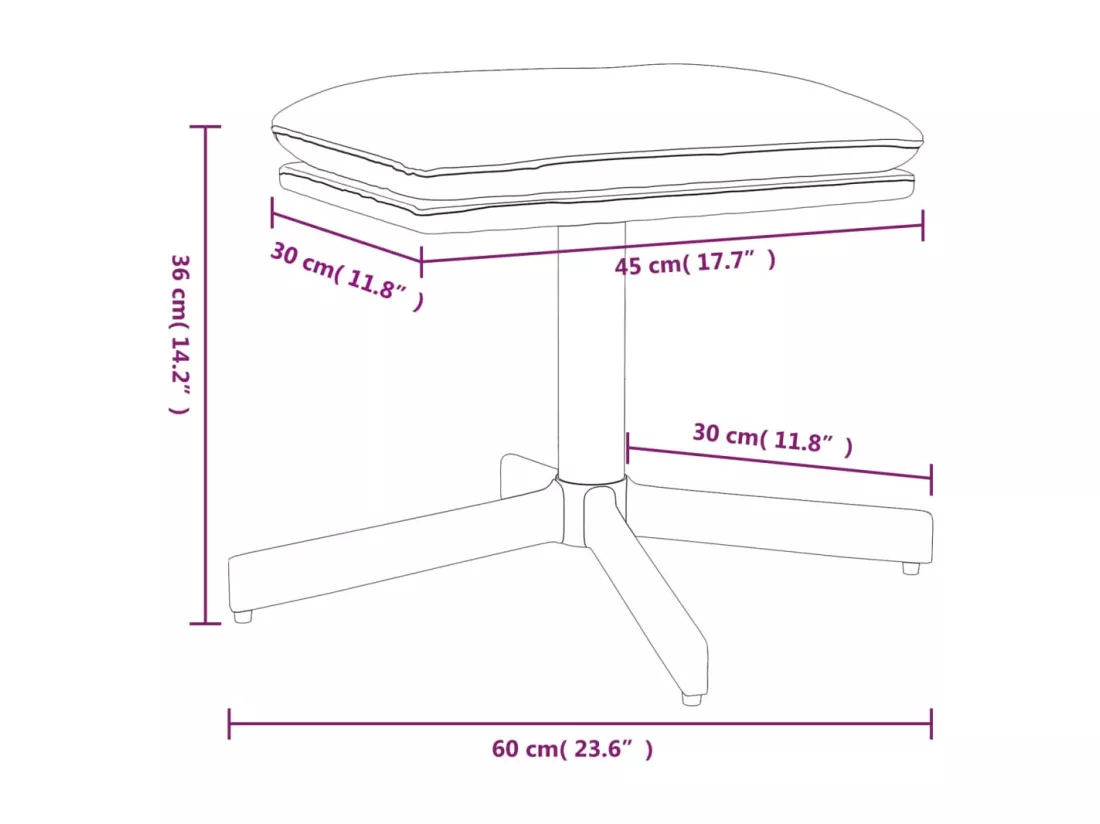 Repose-pied Rose 60x60x36 cm Velours
