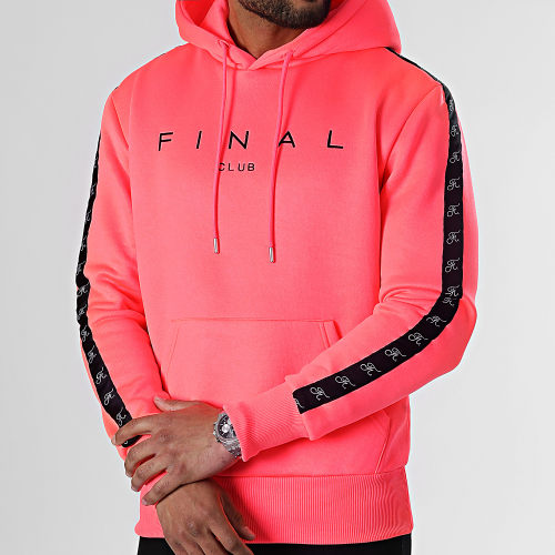 Sweat Capuche A Bandes Avec Broderie 838 Rose Fluo