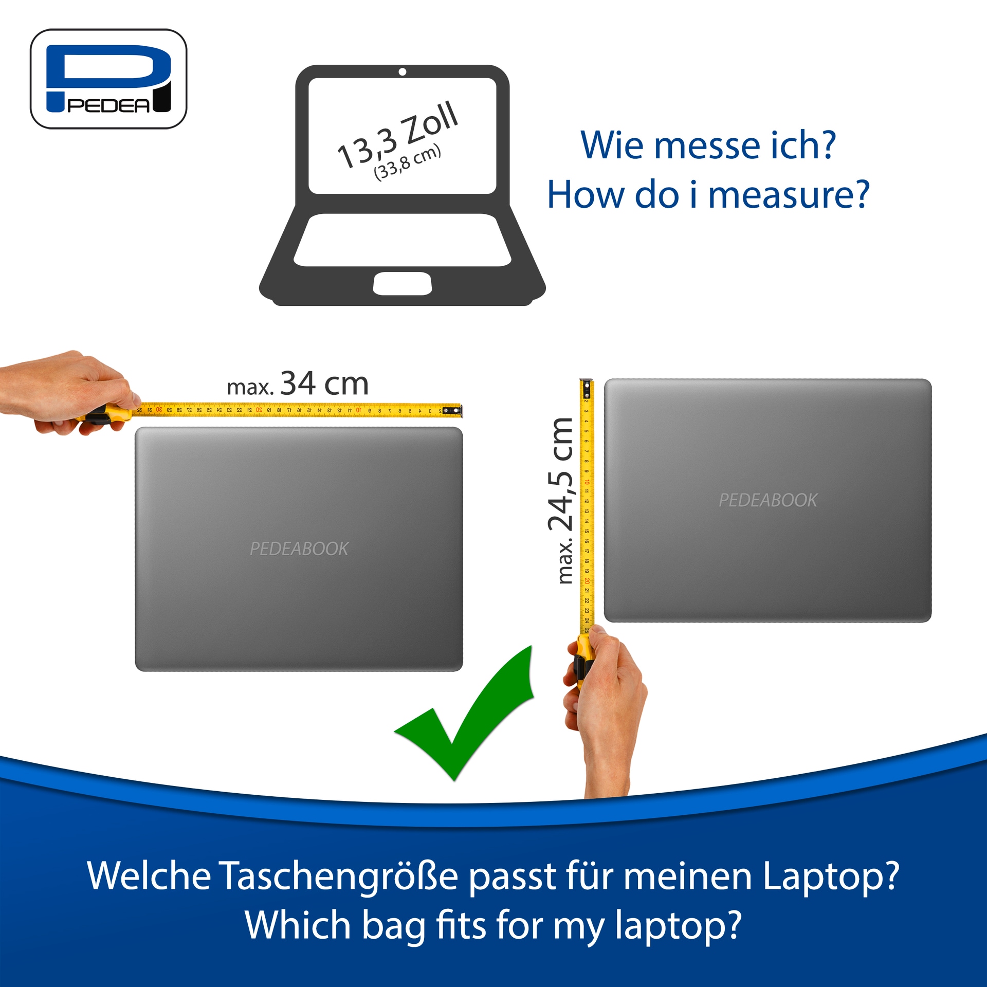 PEDEA Laptoptasche »Notebooktasche Fashion bis 33,8 cm (bis 13,3)« dicke Polsterung und ein fleeceartiges, weiches Innenfutter