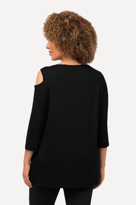 Shirt, Cut-Outs, A-Linie, U-Boot-Ausschnitt, 3/4-Arm