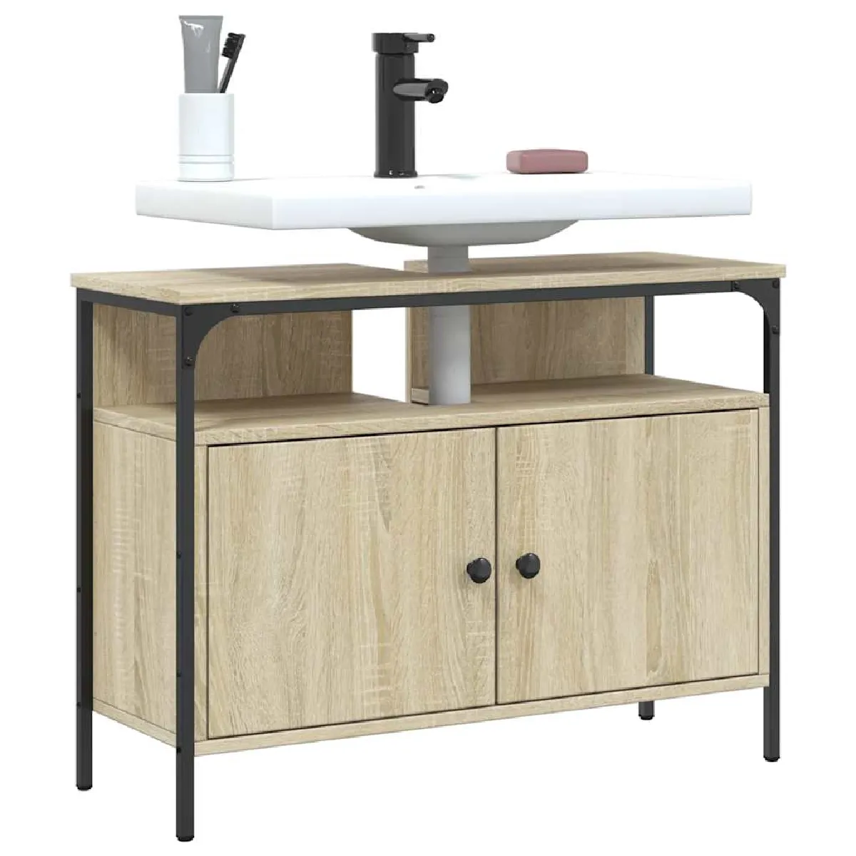 VidaXL Armoire Lavabo Salle de Bain Chêne Sonoma