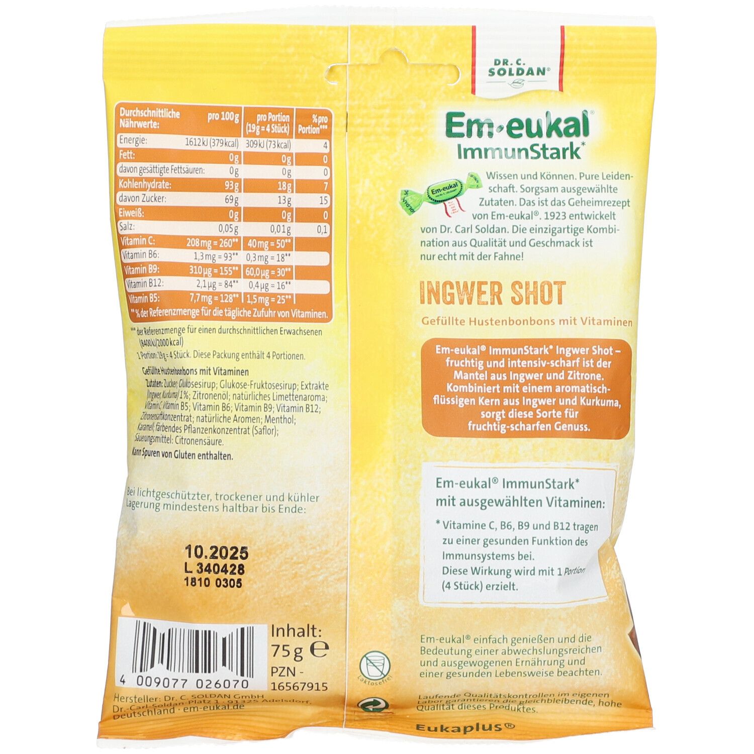 Em-eukal® Ingwer Shot Hustenbonbon gefüllt