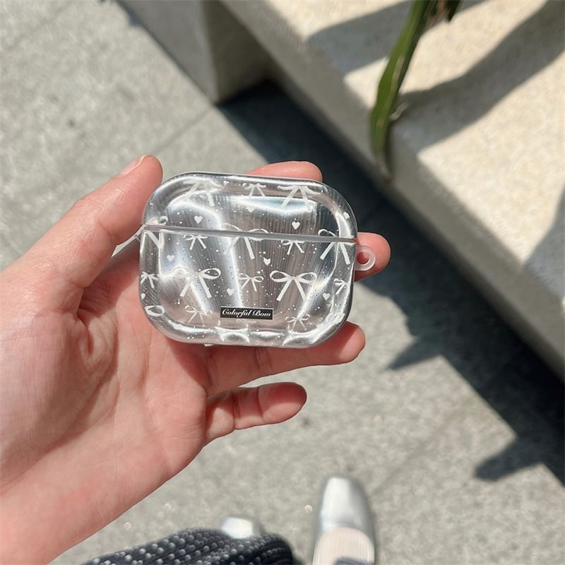 Elliure - AirPods / Pro oortelefoonhoesje met strik en imitatieparels