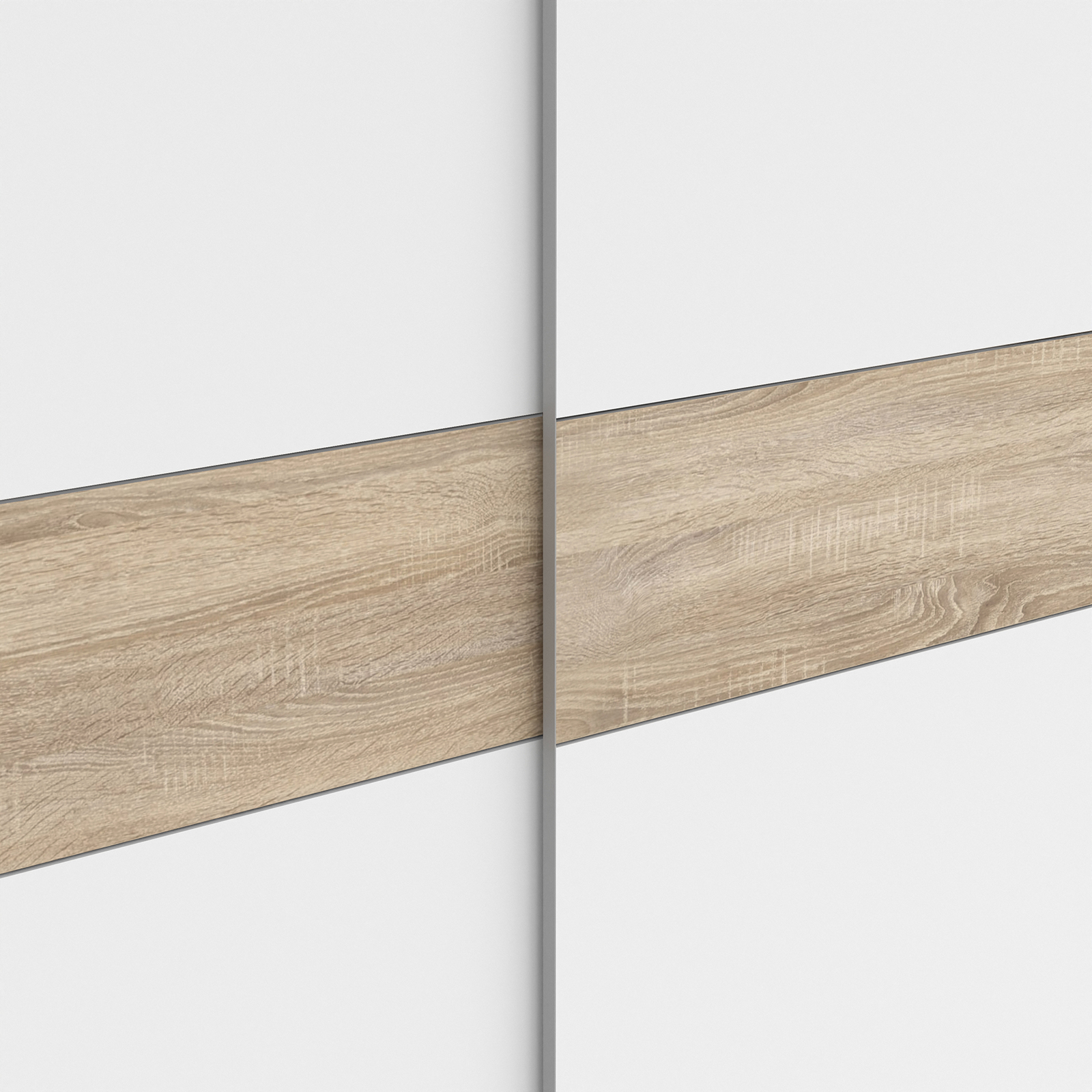 Schwebetürenschrank - weiß - mit Wechselbauchbinde - 170,3 cm