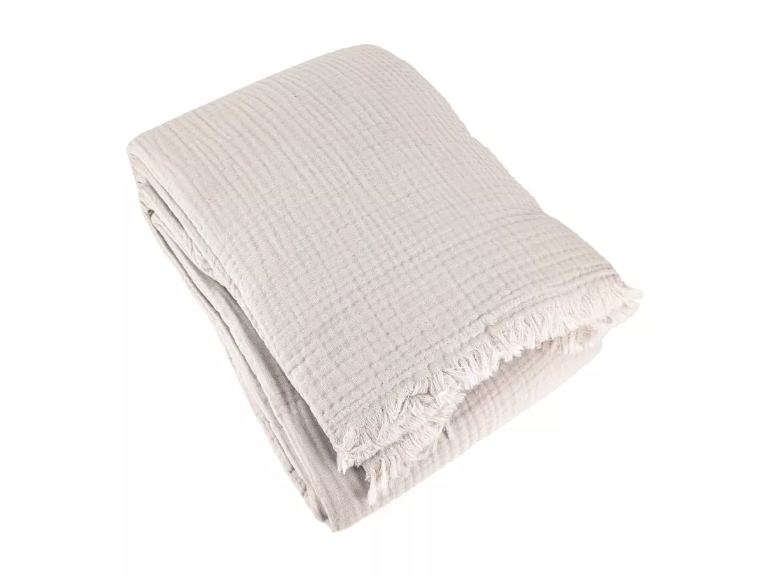 Couvre-lit 260x240 cm coton collection PAROS beige ficelle