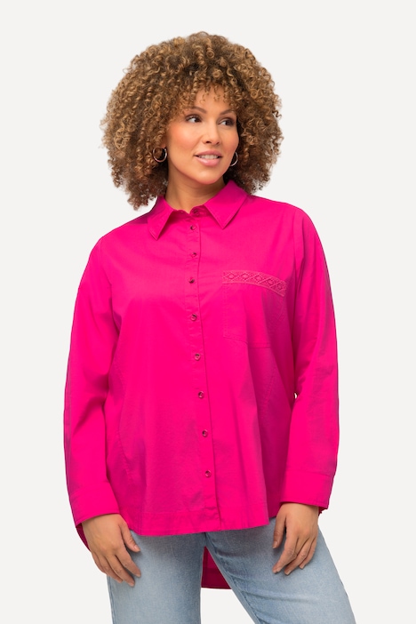 Hemdbluse, A-Linie, Hemdkragen, Langarm