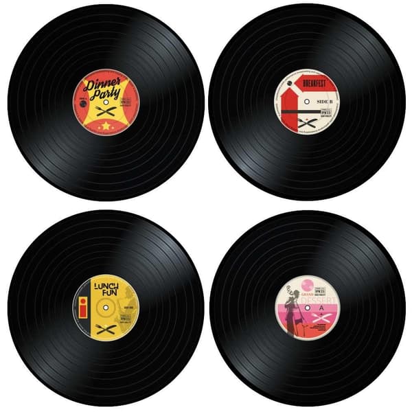 4x Bordbrikker - Vinylplater