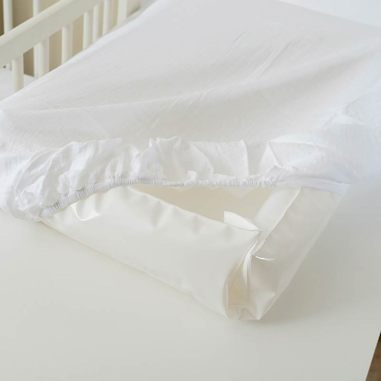Papate Housse de Matelas à Langer en Coton Bio blanche - 50x70 cm