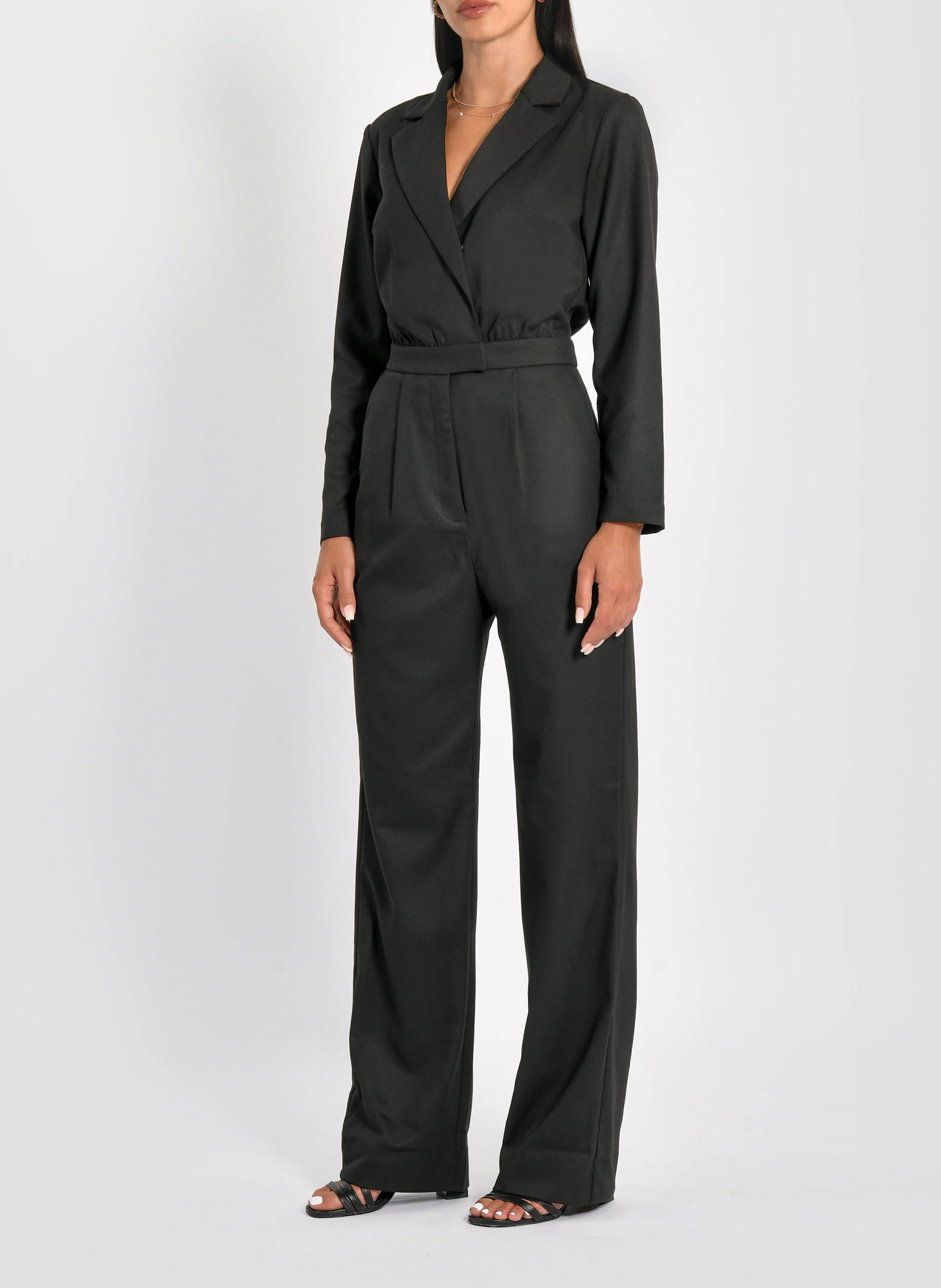 SHEILA - Combinaison col tailleur| Noir