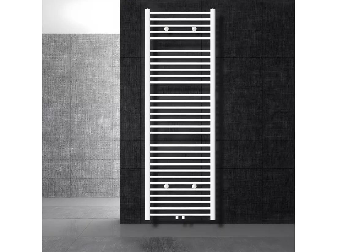 Radiateur sèche-serviette salle de bain acier blanc connexion central 60x180 cm