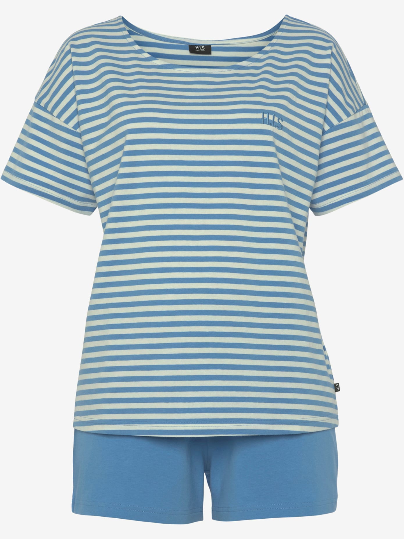 Pyjama court à rayures en fils teintés
