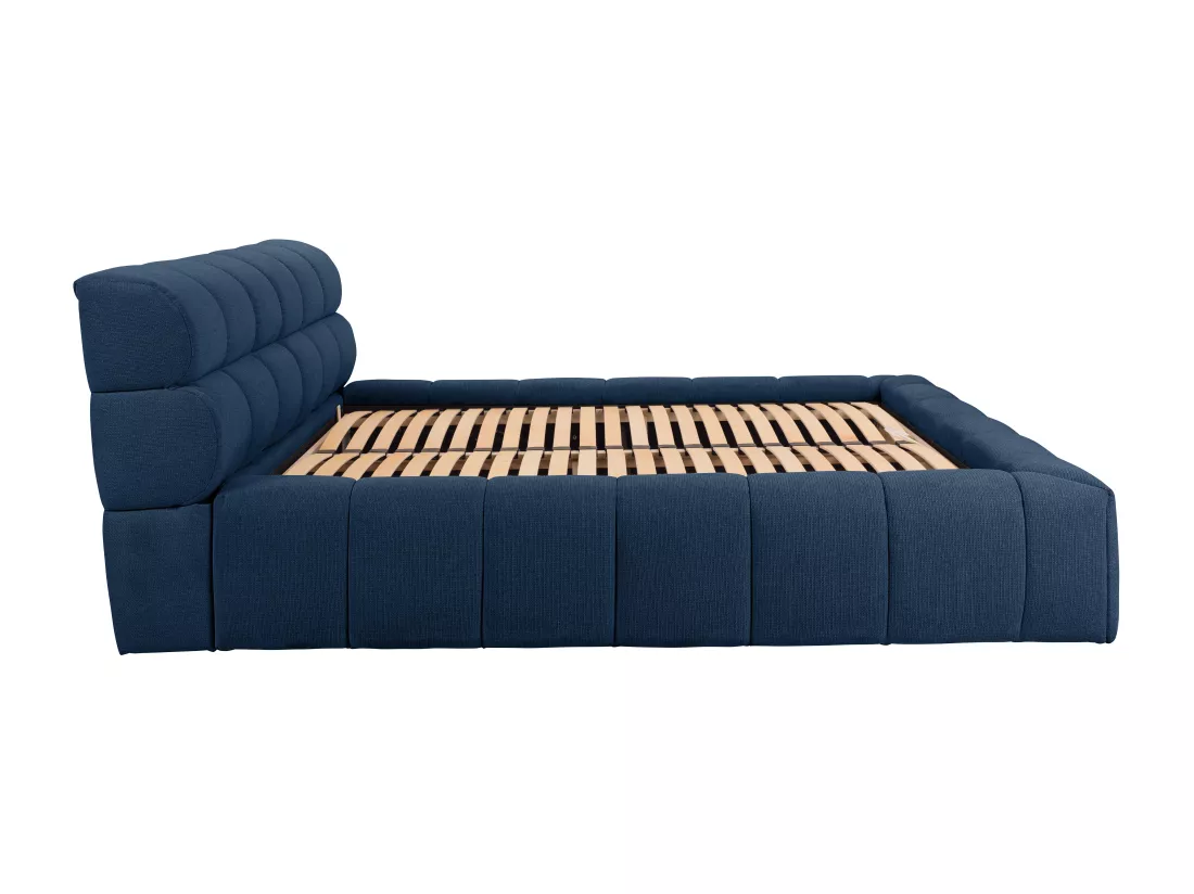 Lit coffre 160 x 200 cm - Tissu - Bleu nuit + Matelas - FORVIK II de Pascal Morabito