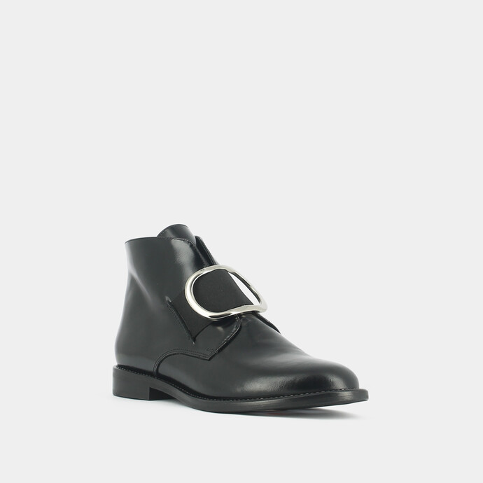Bottines à boucles  en cuir noir