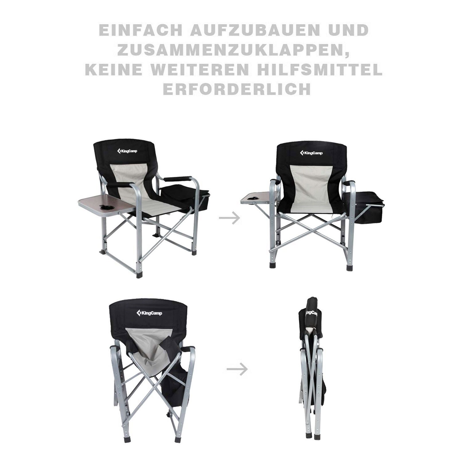 KINGCAMP Camping Falt Stuhl Klapp Sessel Garten Outdoor Kühl Tasche Tisch 150 kg