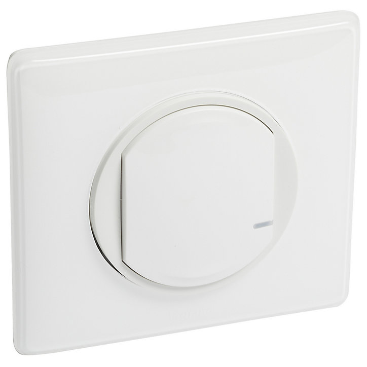 Interrupteur à option variateur à câbler pour installation connectée Céliane with Netatmo avec plaque blanche