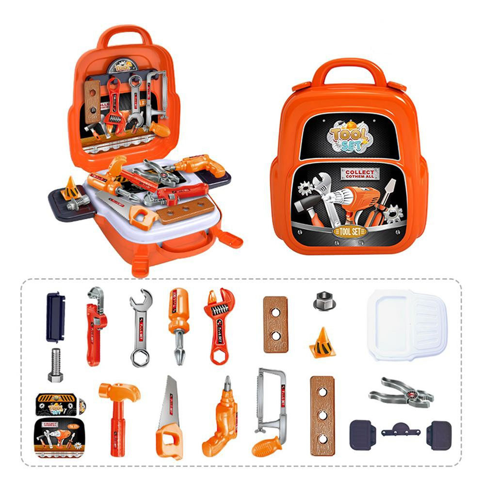 (22-tlg. Set) Kinder Werkzeug Koffer Handwerker Tool Zubehör Lern Spielset - Orange