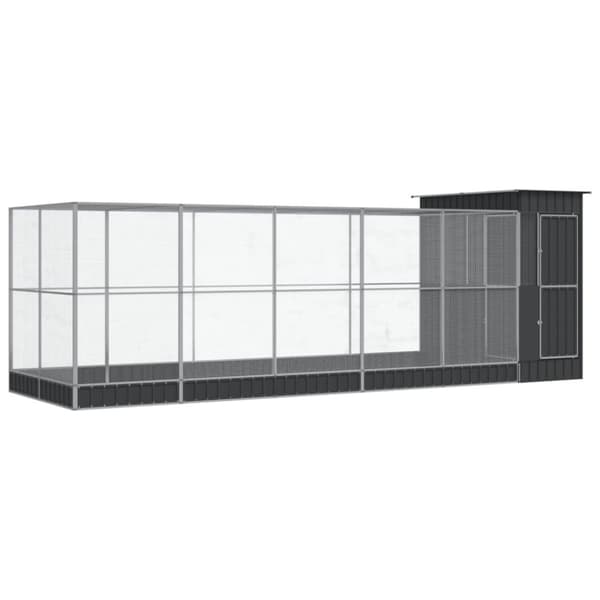 vidaXL Voliere med forlengelse sølv 623x203x216 cm stål