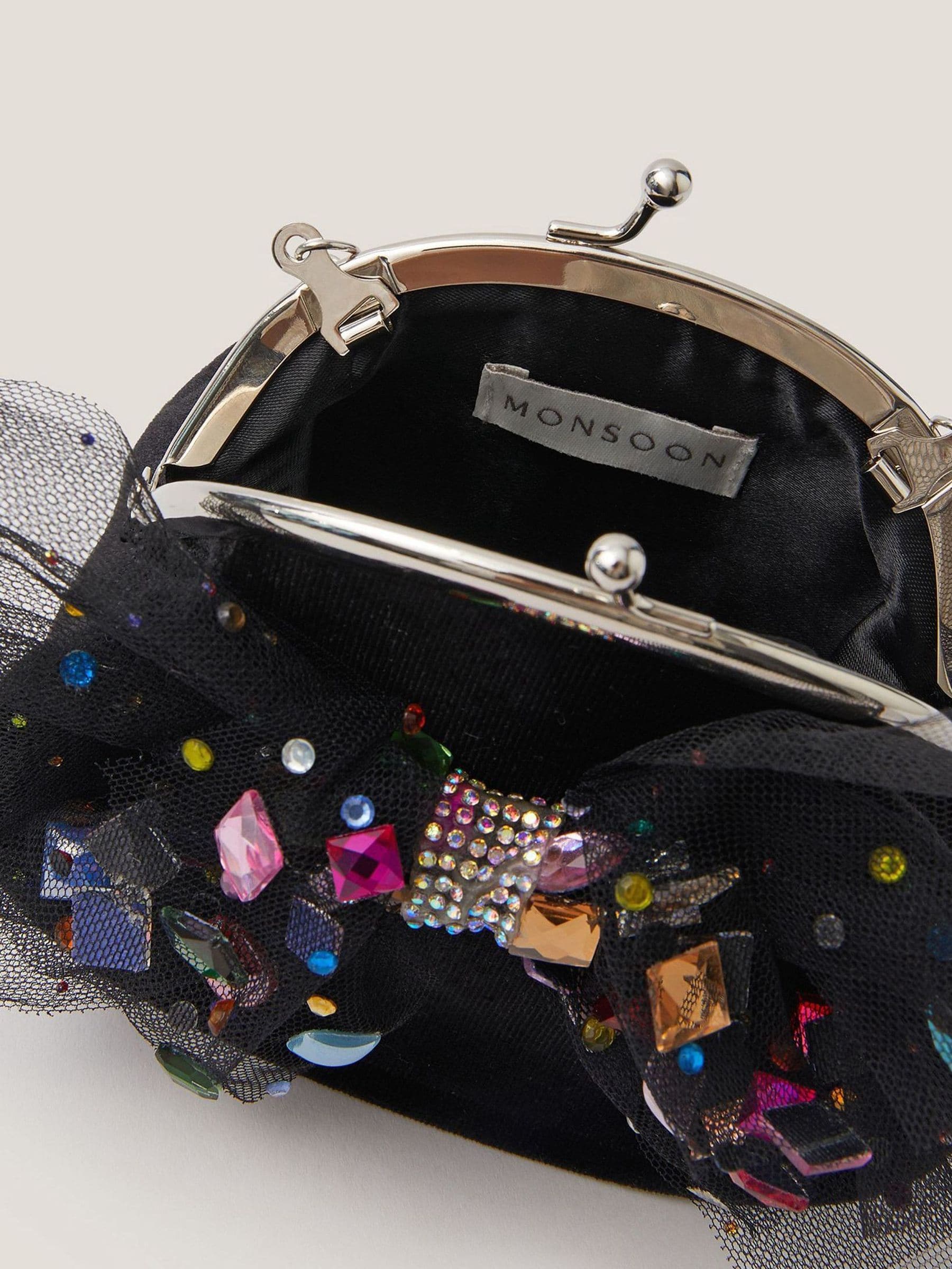 Monsoon Bejewelled Bow Clip Frame Bag