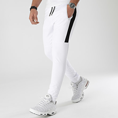 Pantalon Jogging Training Bande Mesh 0035 Blanc Noir