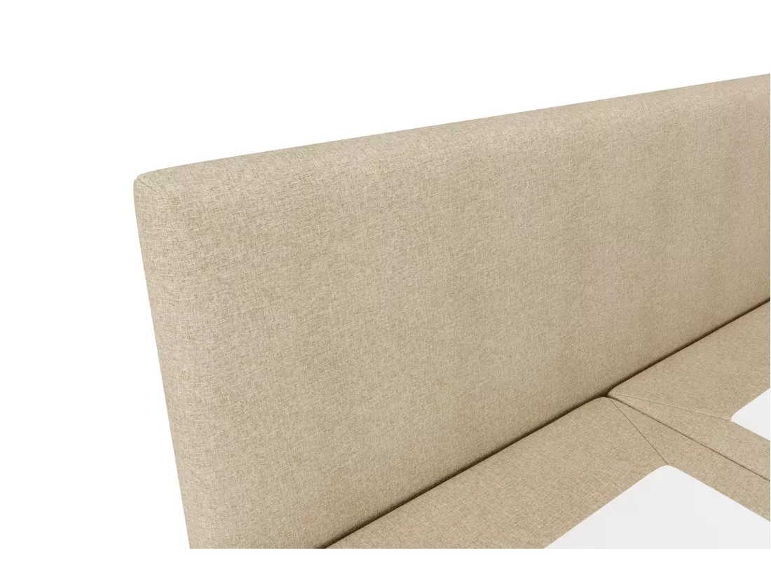 Ensemble complet boxspring tête de lit + sommier + matelas + surmatelas - 160 x 200 cm - Tissu - Beige - ONAN de YSMÉE