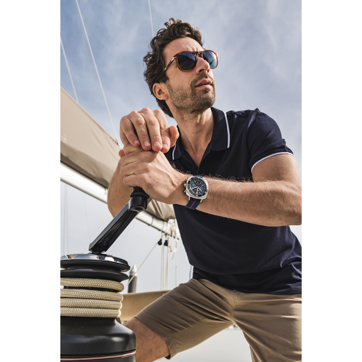 Montre BRISTON clubmaster outdoor homme bracelet tissu noir