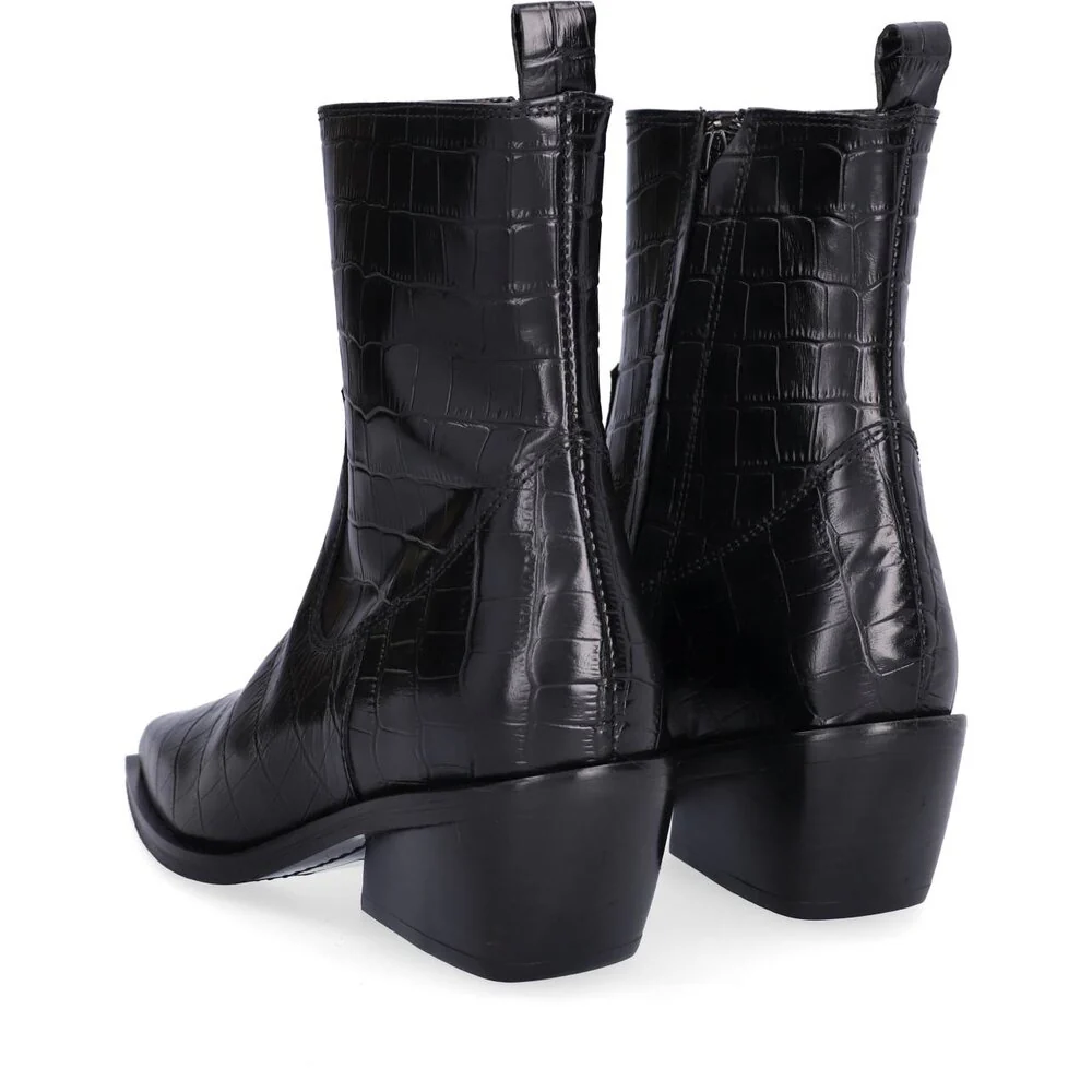 Billi Bi  A7320 Spids Støvle croco look - Black monterrey croco