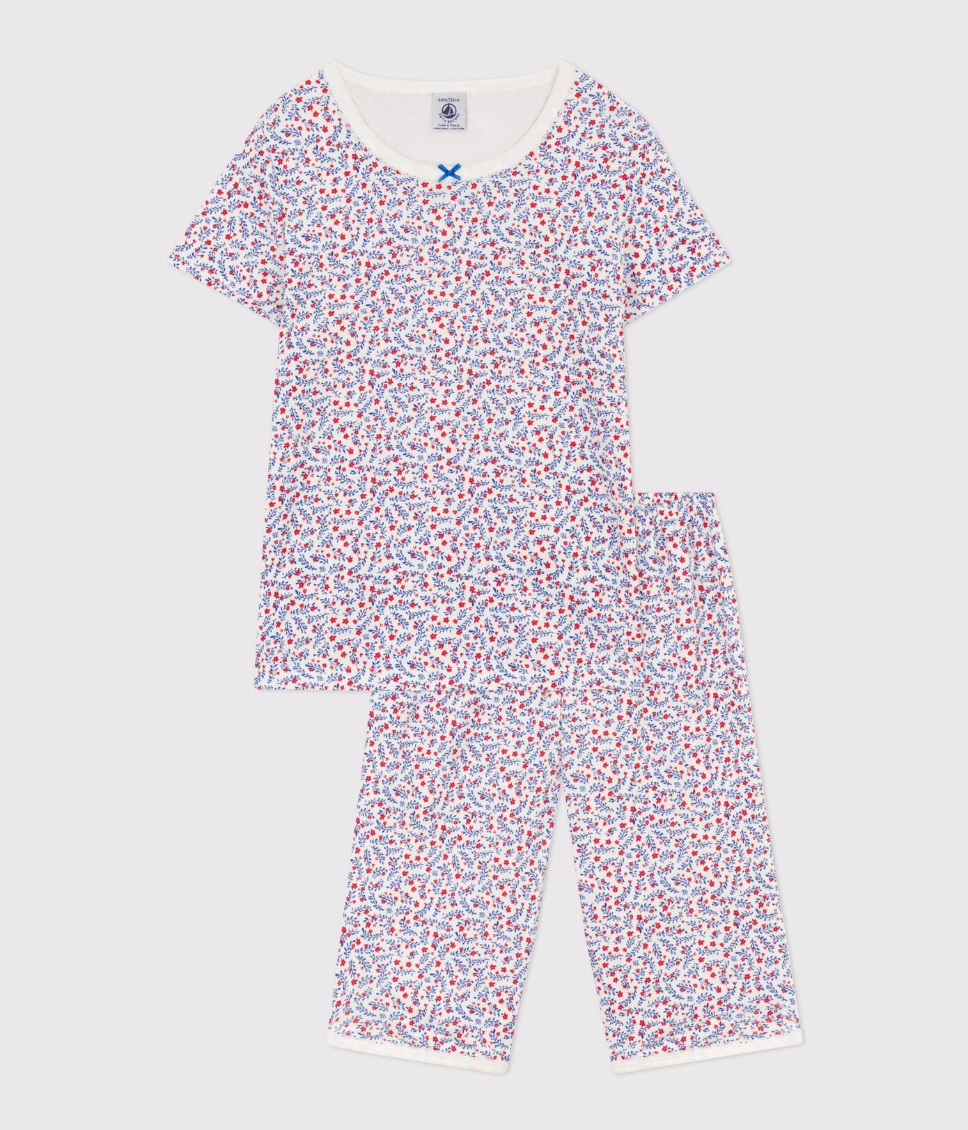 Pyjacourt fleurs en coton petite fille
